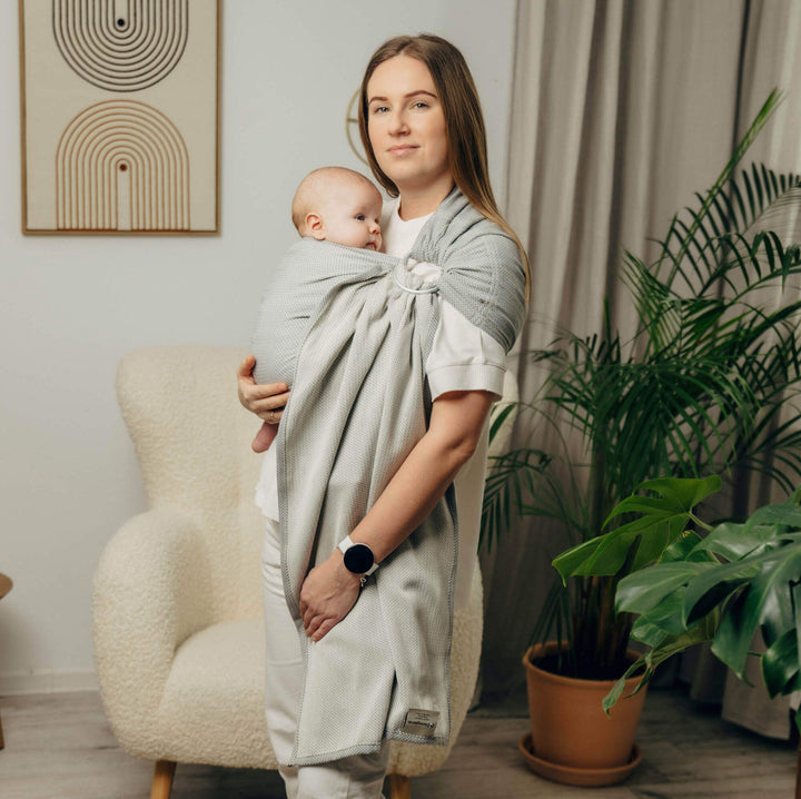 LennyLamb - LennyLamb Ring Sling - Little Herringbone Grey (100% Cotton) - Cloth and Carry