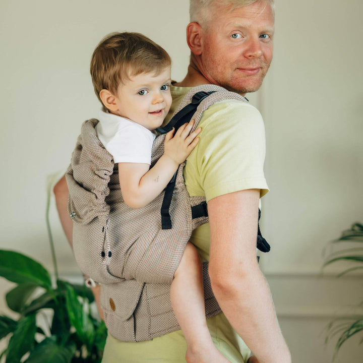 LennyLamb - LennyPreschool Carrier - Little Herringbone Almond (100% Cotton) - Cloth and Carry