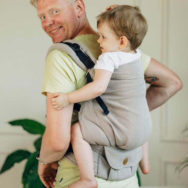 LennyLamb - LennyPreschool Carrier - Little Herringbone Almond (100% Cotton) - Cloth and Carry