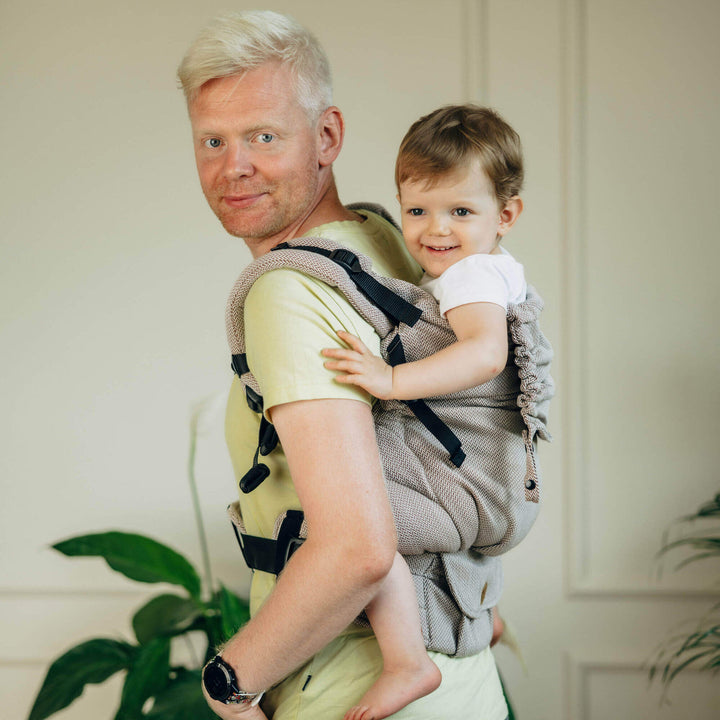 LennyLamb - LennyPreschool Carrier - Little Herringbone Almond (100% Cotton) - Cloth and Carry