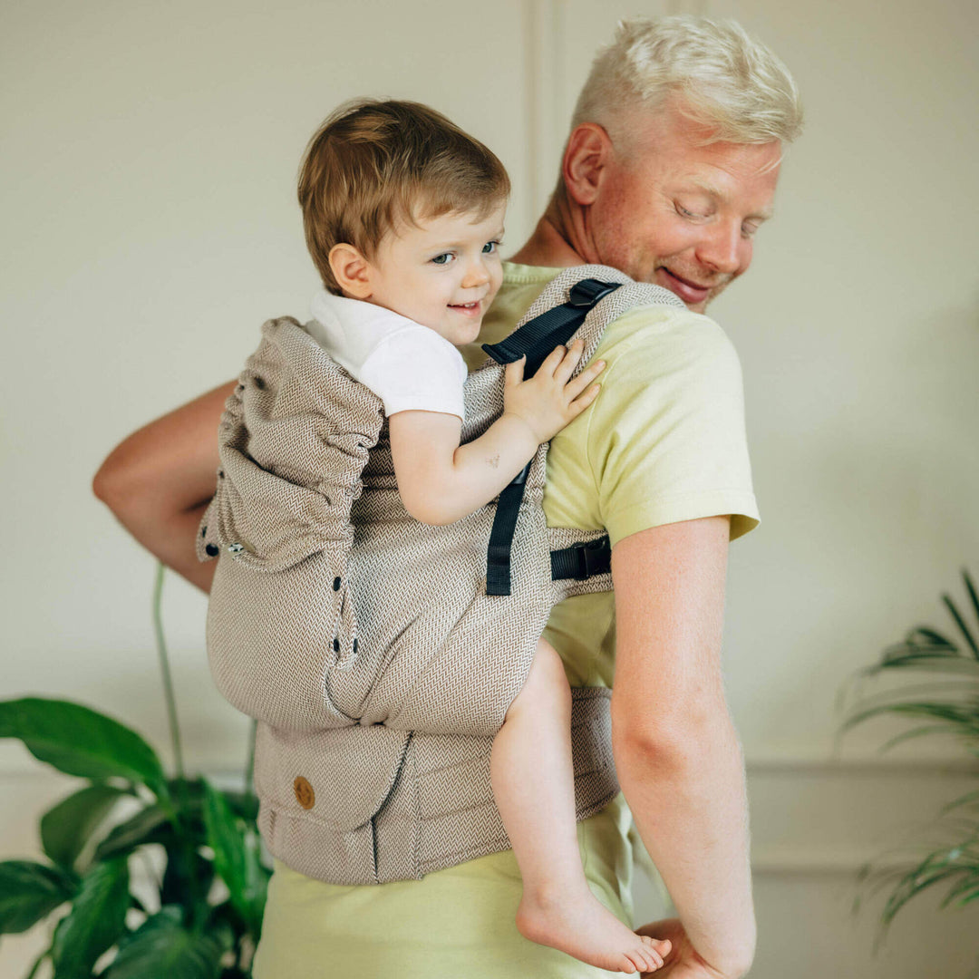 LennyLamb - LennyPreschool Carrier - Little Herringbone Almond (100% Cotton) - Cloth and Carry