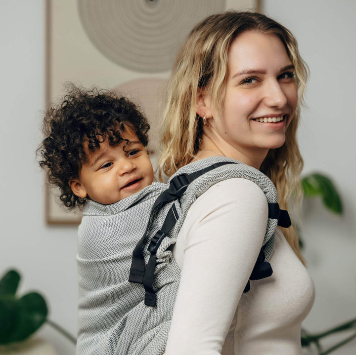 LennyLamb - LennyPreschool Carrier - Little Herringbone Grey (100% Cotton) - Cloth and Carry