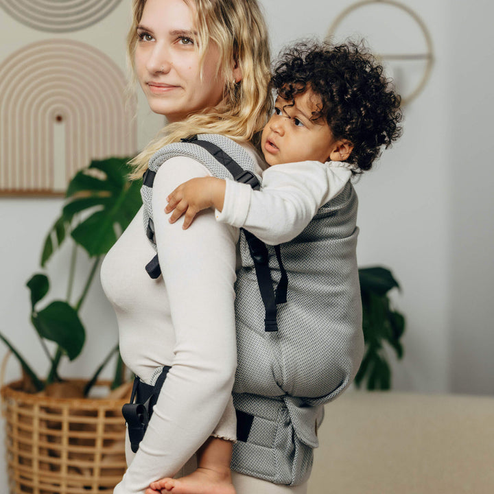 LennyLamb - LennyPreschool Carrier - Little Herringbone Grey (100% Cotton) - Cloth and Carry