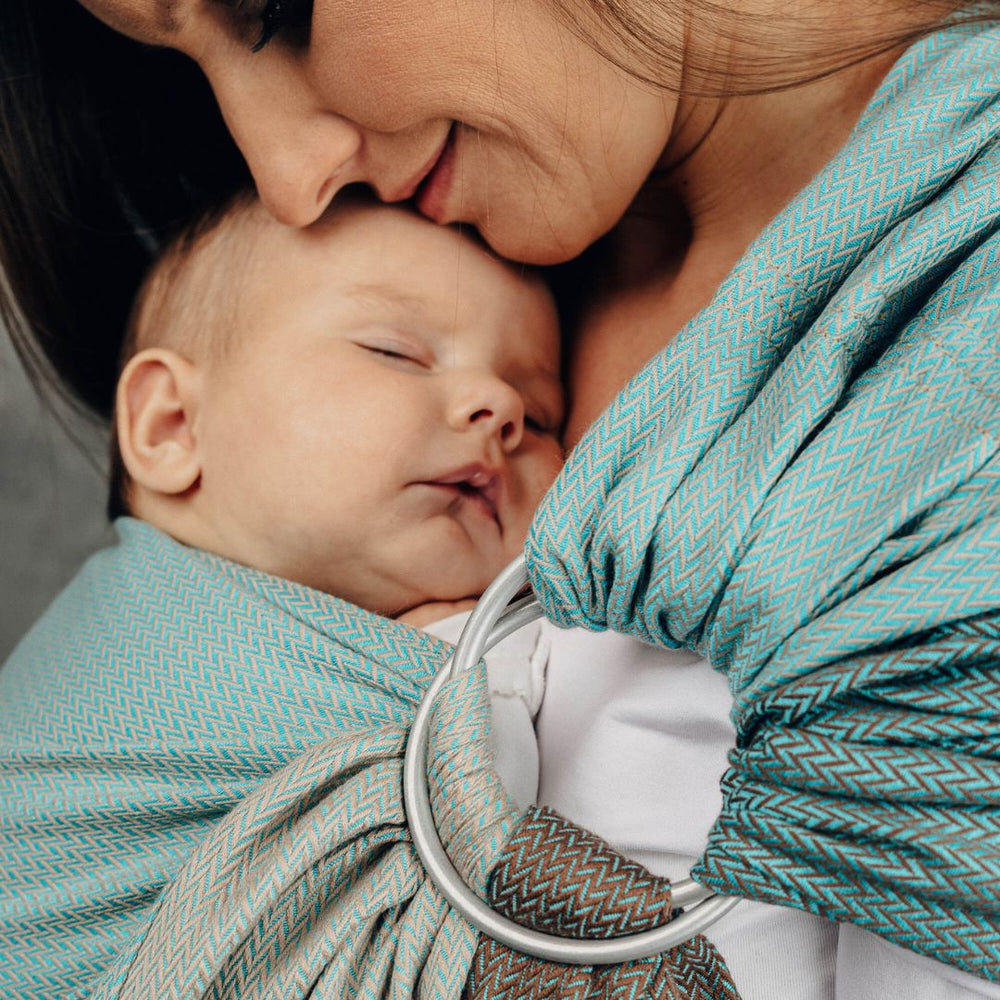 LennyLamb-LennyLamb Ring Sling - Little Herringbone Baby Mint (100% Cotton) - Cloth and Carry