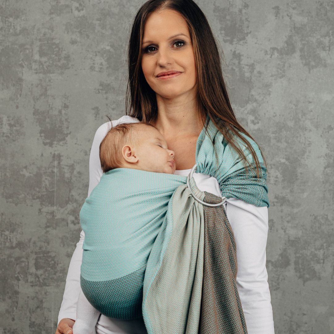 LennyLamb-LennyLamb Ring Sling - Little Herringbone Baby Mint (100% Cotton) - Cloth and Carry