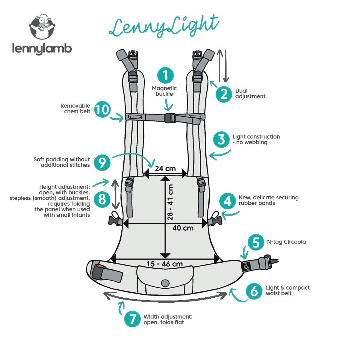 LennyLamb-LennyLight Baby Carrier - Little Herringbone Grey (100% Cotton) - Cloth and Carry