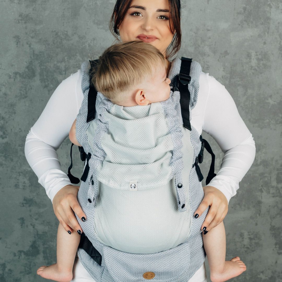 LennyLamb-LennyUpgrade Mesh "My First" Baby Carrier - Herringbone Grey - Cloth and Carry