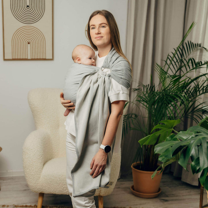 LennyLamb - LennyLamb Ring Sling - Little Herringbone Grey (100% Cotton) - Cloth and Carry