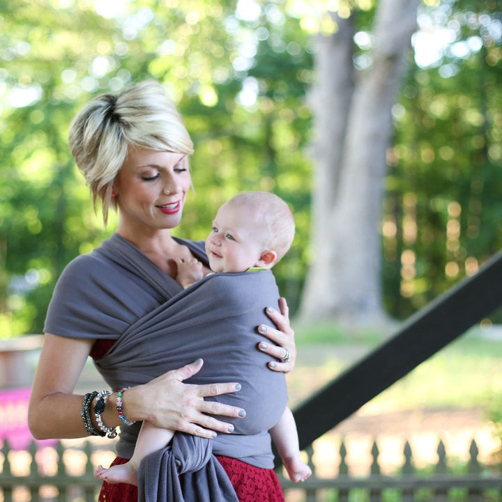 Boba-Boba Organic Cotton Newborn Stretchy Wrap - Dark Grey - Cloth and Carry
