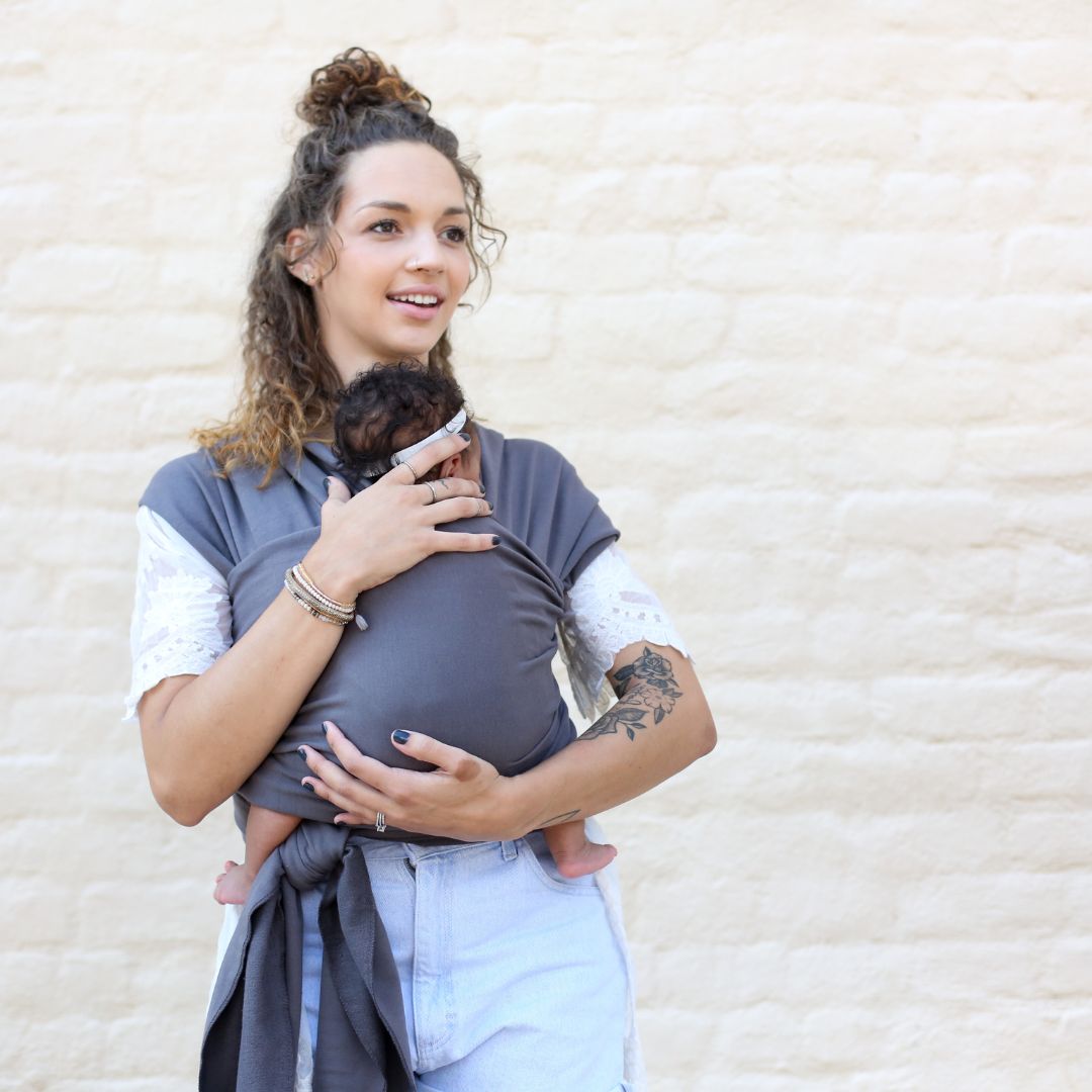 Boba-Boba Organic Cotton Newborn Stretchy Wrap - Dark Grey - Cloth and Carry