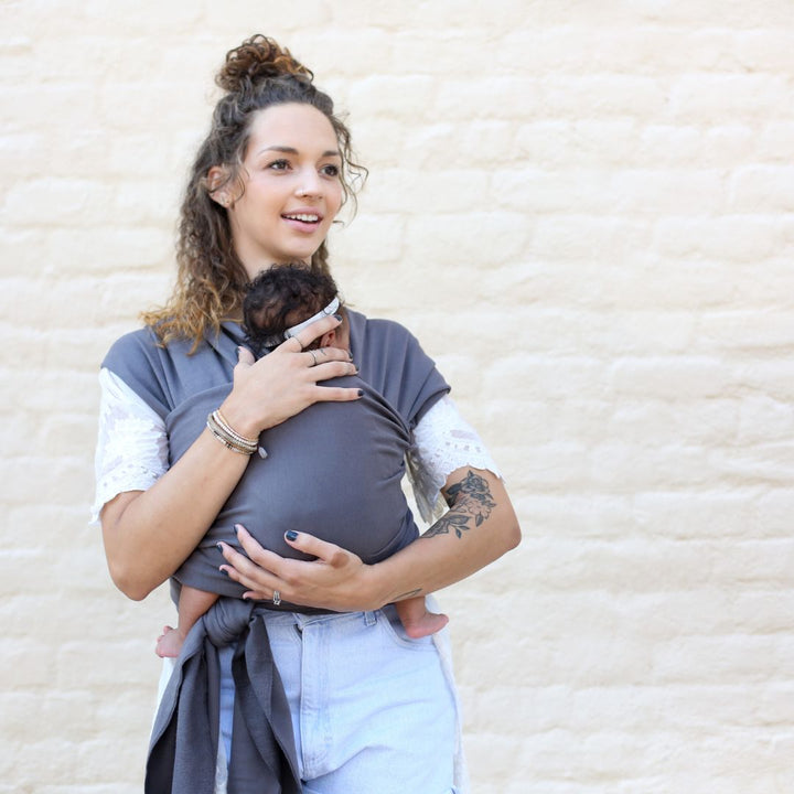 Boba-Boba Organic Cotton Newborn Stretchy Wrap - Dark Grey - Cloth and Carry