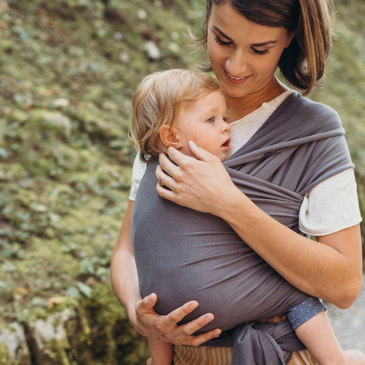 Boba-Boba Organic Cotton Newborn Stretchy Wrap - Dark Grey - Cloth and Carry