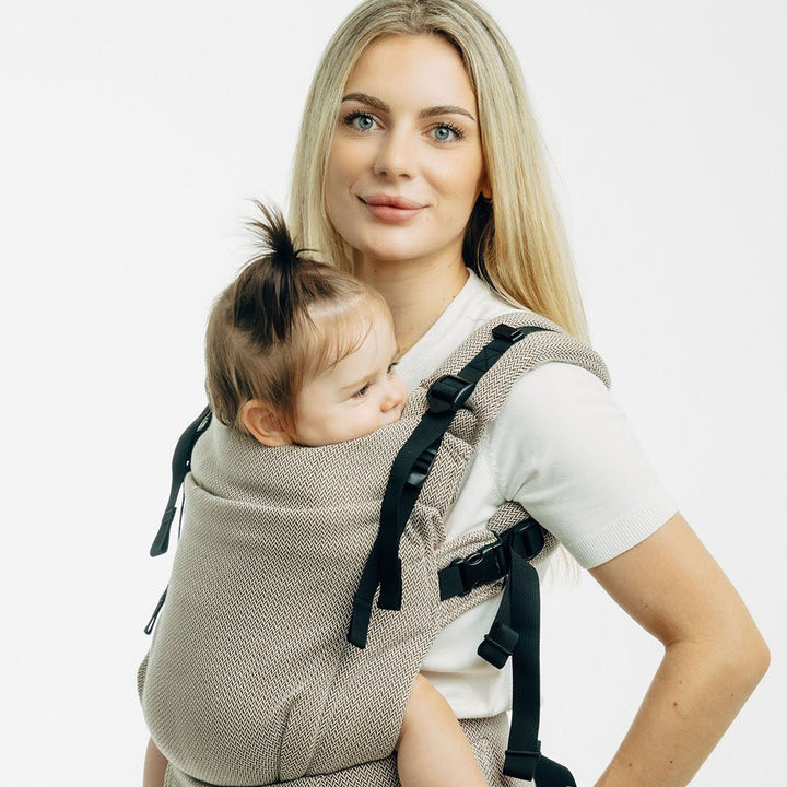 LennyLamb - LennyUpGrade PRO Baby Carrier - Little Herringbone Almond - Cloth and Carry