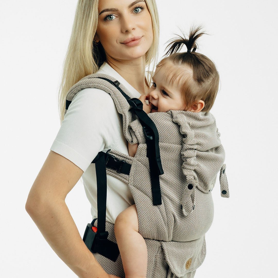 LennyLamb - LennyUpGrade PRO Baby Carrier - Little Herringbone Almond - Cloth and Carry