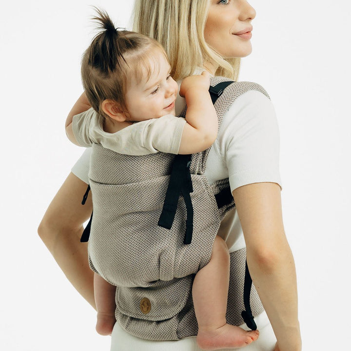 LennyLamb - LennyUpGrade PRO Baby Carrier - Little Herringbone Almond - Cloth and Carry