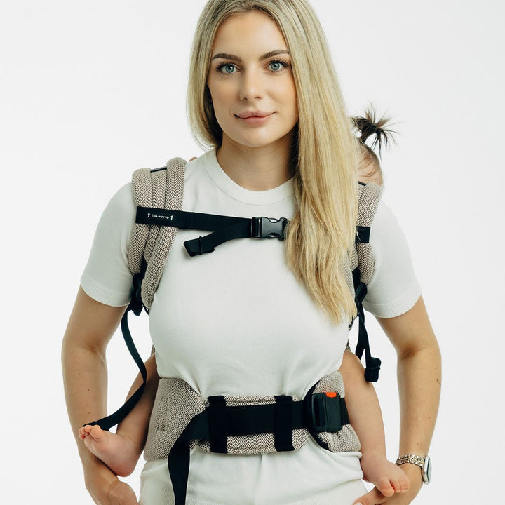 LennyLamb - LennyUpGrade PRO Baby Carrier - Little Herringbone Almond - Cloth and Carry