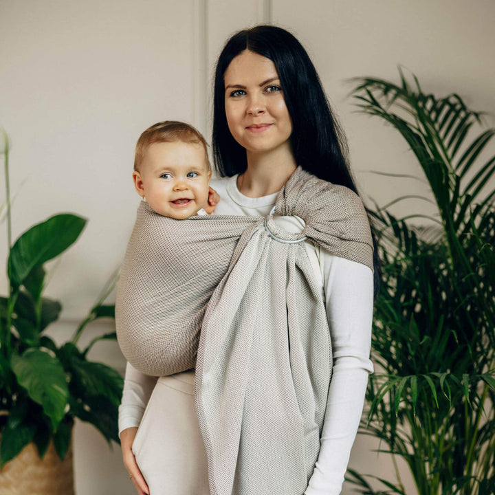 LennyLamb - LennyLamb Ring Sling - Little Herringbone Almond (100% Cotton) - Cloth and Carry