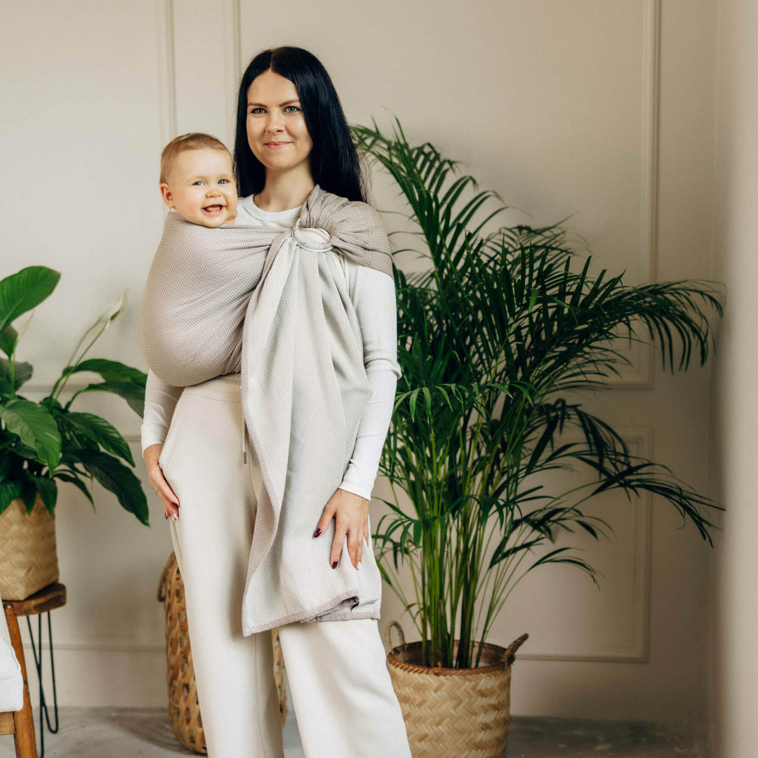 LennyLamb - LennyLamb Ring Sling - Little Herringbone Almond (100% Cotton) - Cloth and Carry