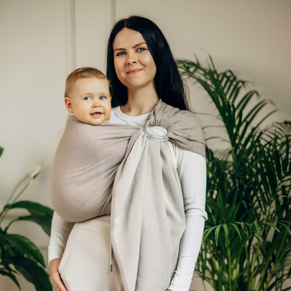LennyLamb - LennyLamb Ring Sling - Little Herringbone Almond (100% Cotton) - Cloth and Carry