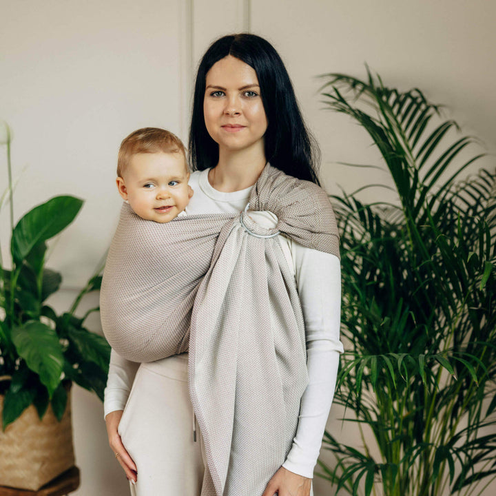 LennyLamb - LennyLamb Ring Sling - Little Herringbone Almond (100% Cotton) - Cloth and Carry