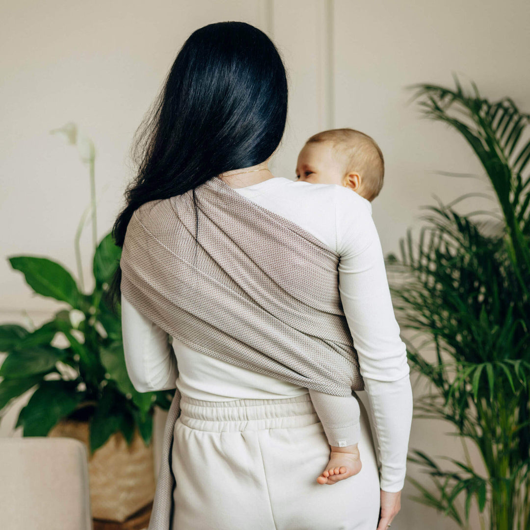 LennyLamb - LennyLamb Ring Sling - Little Herringbone Almond (100% Cotton) - Cloth and Carry