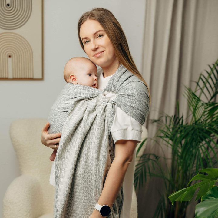 LennyLamb - LennyLamb Ring Sling - Little Herringbone Grey (100% Cotton) - Cloth and Carry
