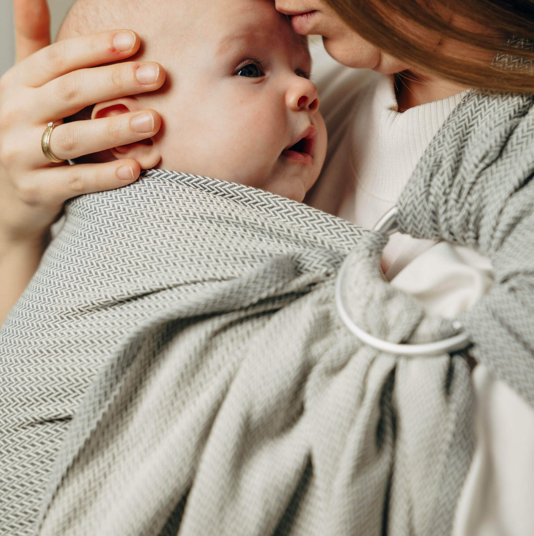 LennyLamb - LennyLamb Ring Sling - Little Herringbone Grey (100% Cotton) - Cloth and Carry