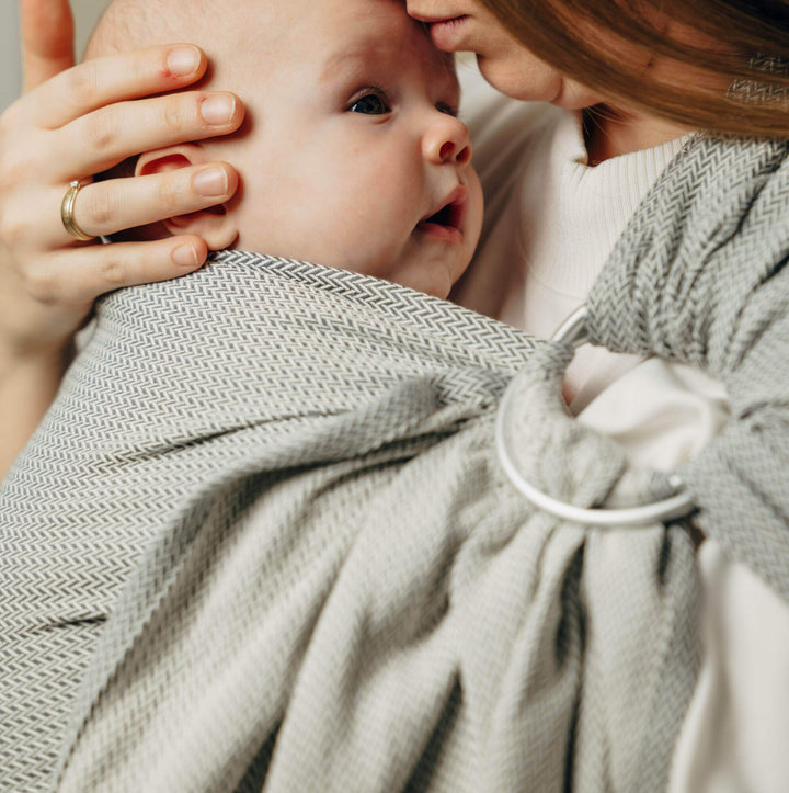 LennyLamb - LennyLamb Ring Sling - Little Herringbone Grey (100% Cotton) - Cloth and Carry