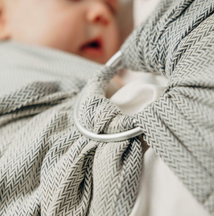 LennyLamb - LennyLamb Ring Sling - Little Herringbone Grey (100% Cotton) - Cloth and Carry