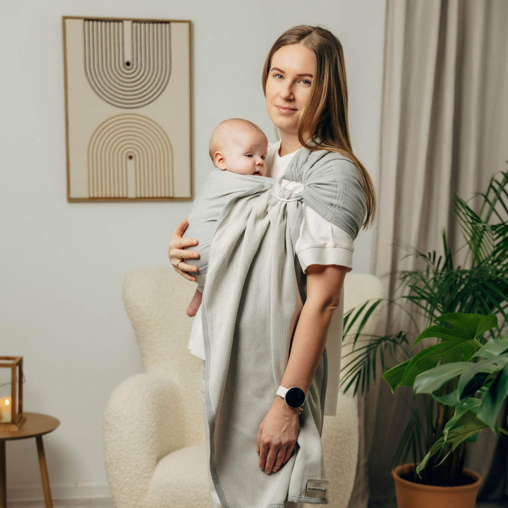 LennyLamb - LennyLamb Ring Sling - Little Herringbone Grey (100% Cotton) - Cloth and Carry