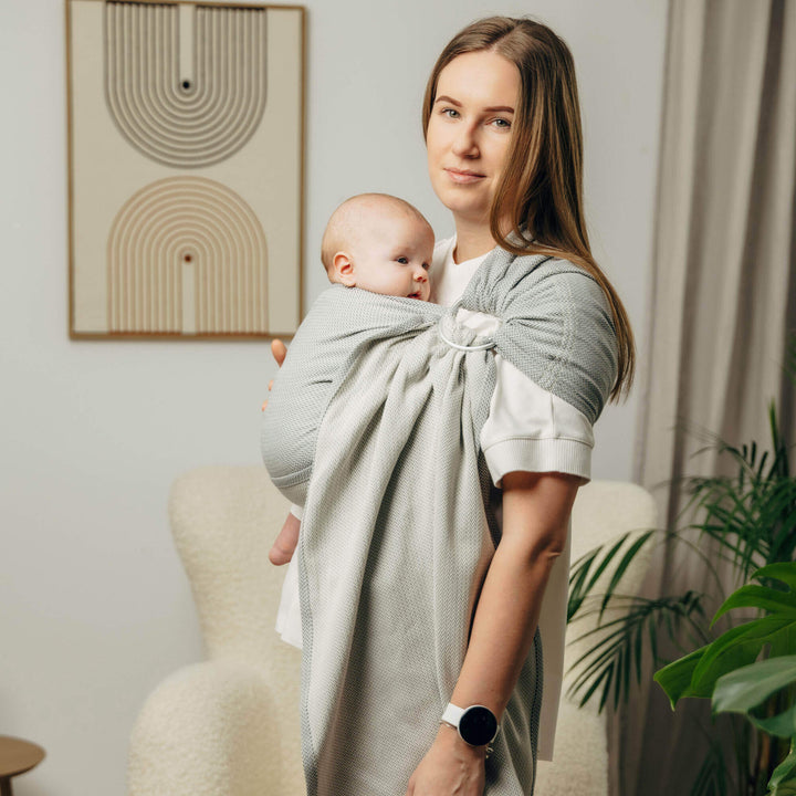 LennyLamb - LennyLamb Ring Sling - Little Herringbone Grey (100% Cotton) - Cloth and Carry