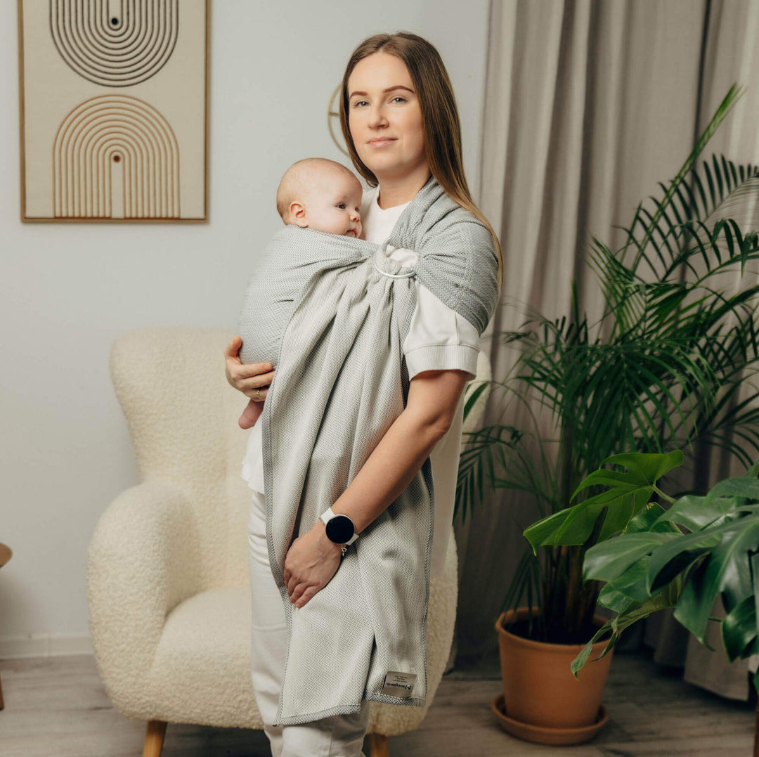 LennyLamb - LennyLamb Ring Sling - Little Herringbone Grey (100% Cotton) - Cloth and Carry