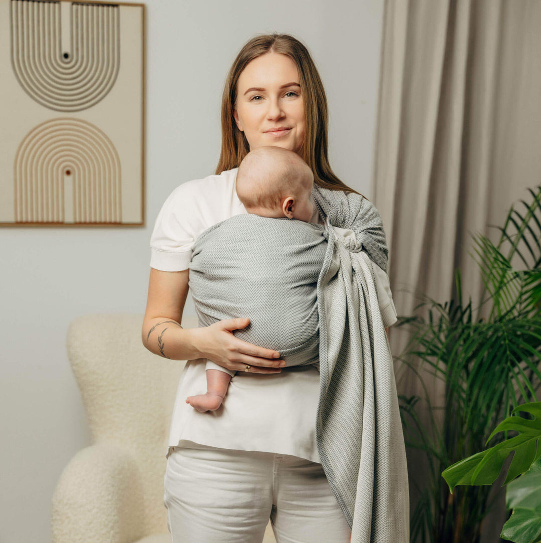 LennyLamb - LennyLamb Ring Sling - Little Herringbone Grey (100% Cotton) - Cloth and Carry