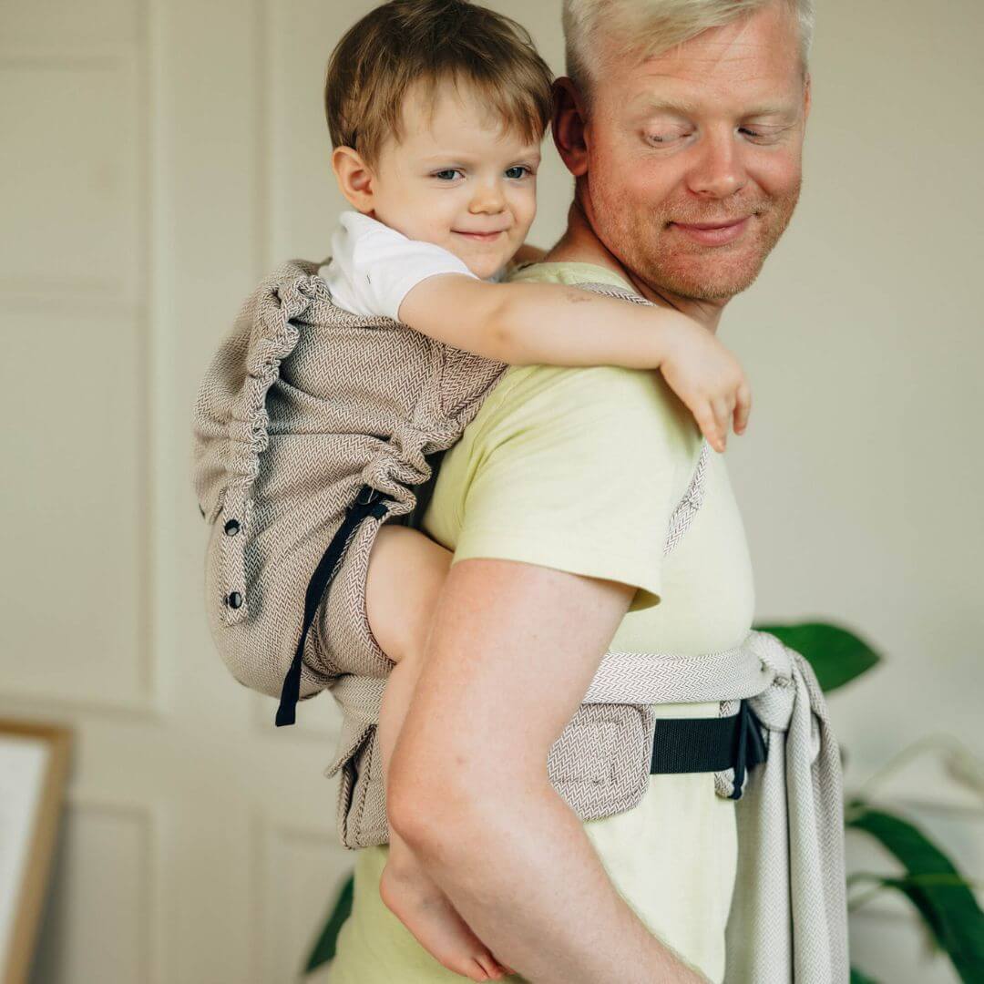 LennyLamb-LennyHybrid Half Buckle Toddler / Preschool Carrier - Almond (100% Cotton) - Cloth and Carry