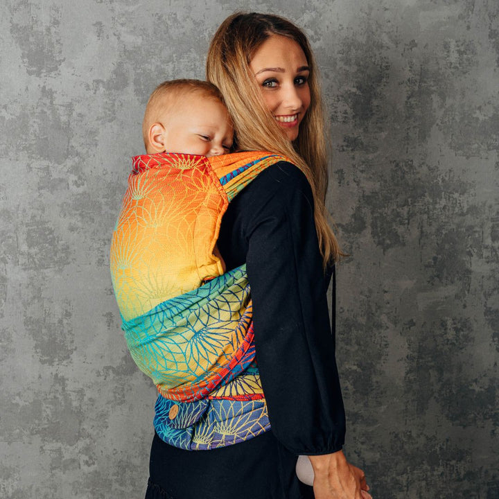 LennyLamb - LennyHybrid Half Buckle Toddler / Preschool Carrier - Rainbow Lotus (100% Cotton) - Cloth and Carry