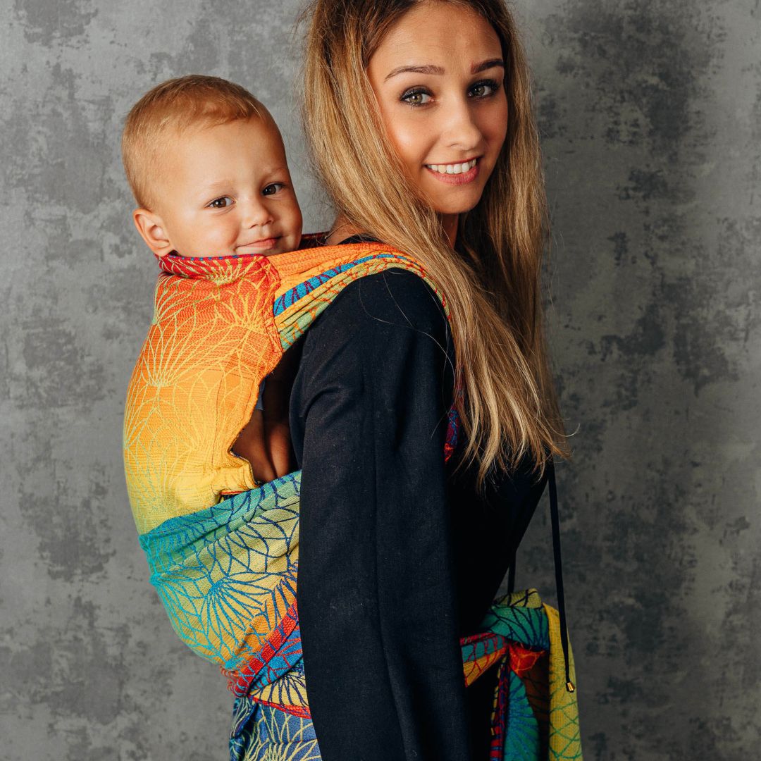 LennyLamb - LennyHybrid Half Buckle Toddler / Preschool Carrier - Rainbow Lotus (100% Cotton) - Cloth and Carry