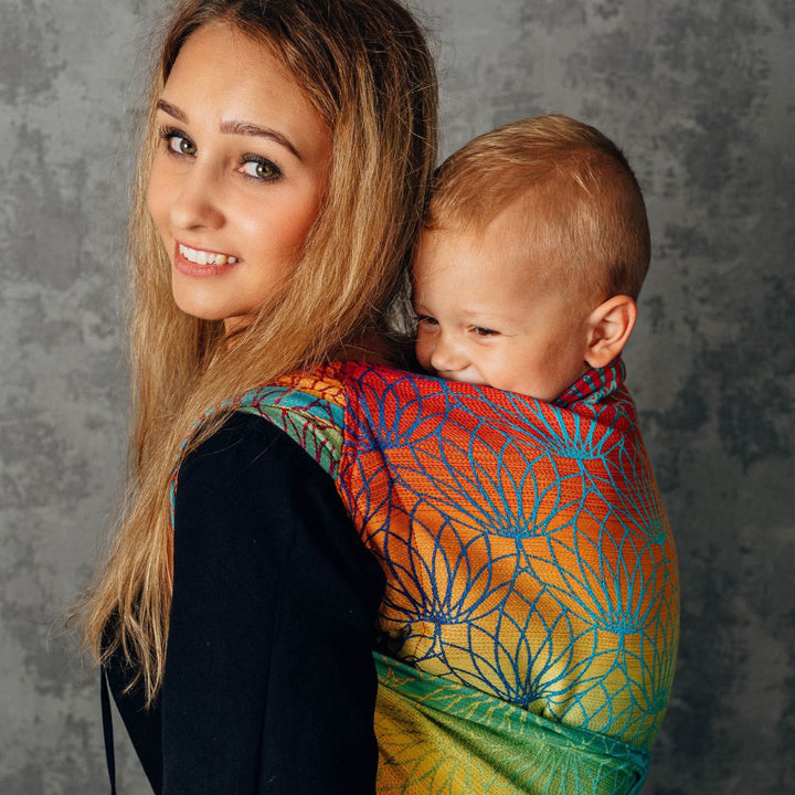 LennyLamb - LennyHybrid Half Buckle Toddler / Preschool Carrier - Rainbow Lotus (100% Cotton) - Cloth and Carry
