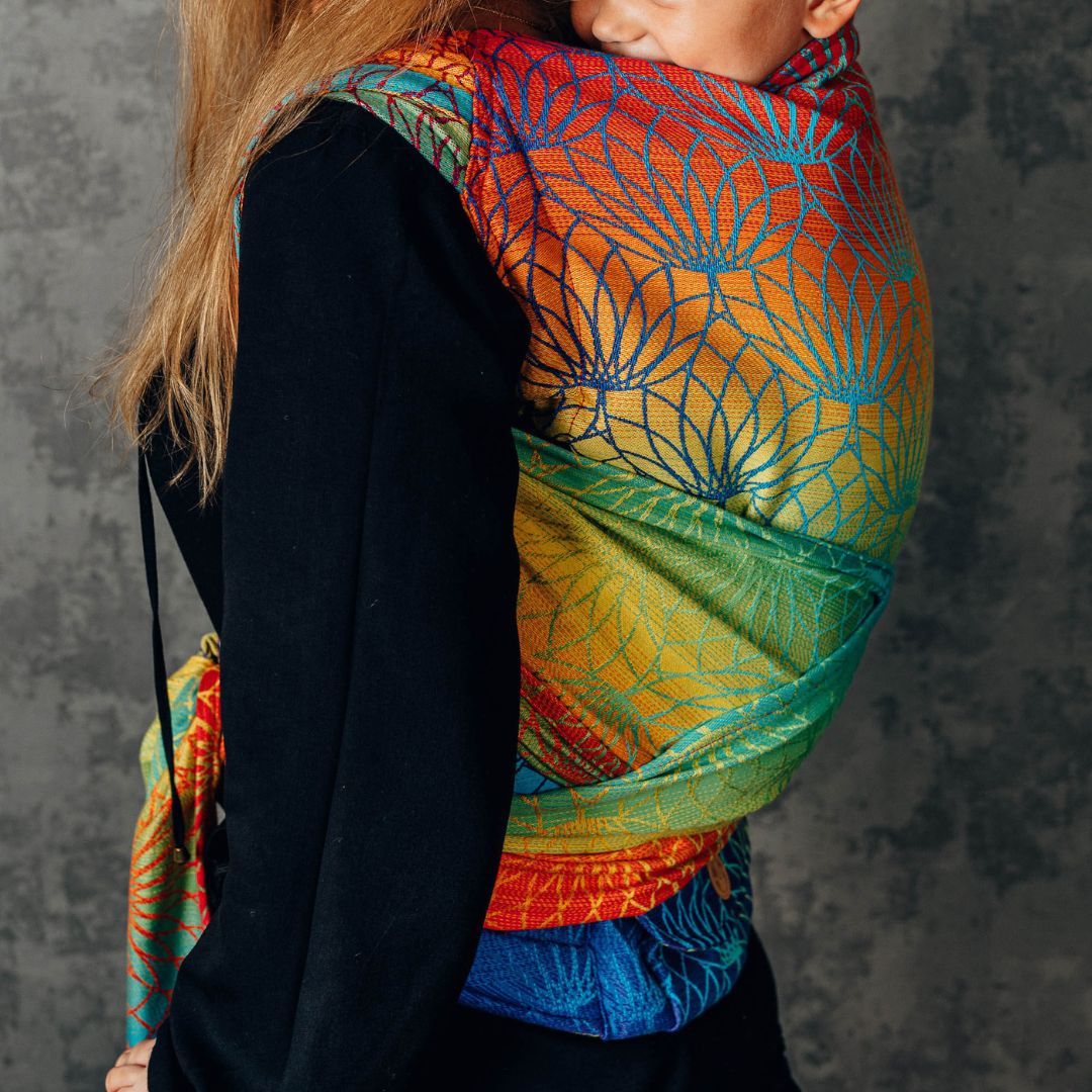 LennyLamb - LennyHybrid Half Buckle Toddler / Preschool Carrier - Rainbow Lotus (100% Cotton) - Cloth and Carry