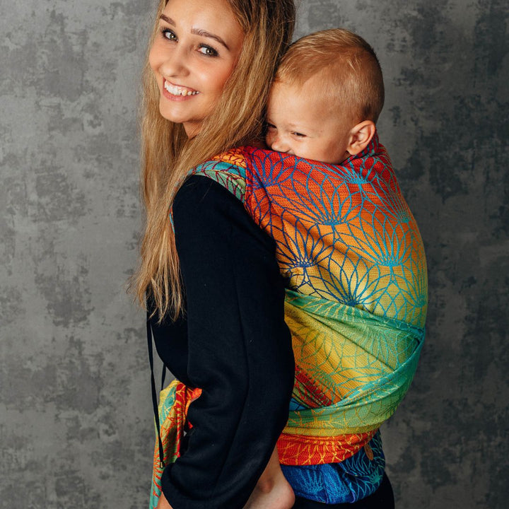 LennyLamb - LennyHybrid Half Buckle Toddler / Preschool Carrier - Rainbow Lotus (100% Cotton) - Cloth and Carry