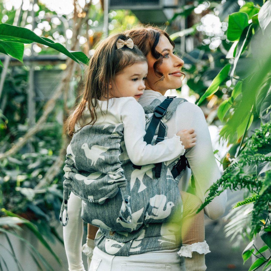 LennyLamb - LennyPreschool Carrier - Birdy - White Noise (Cotton/Linen/Modal) - Cloth and Carry