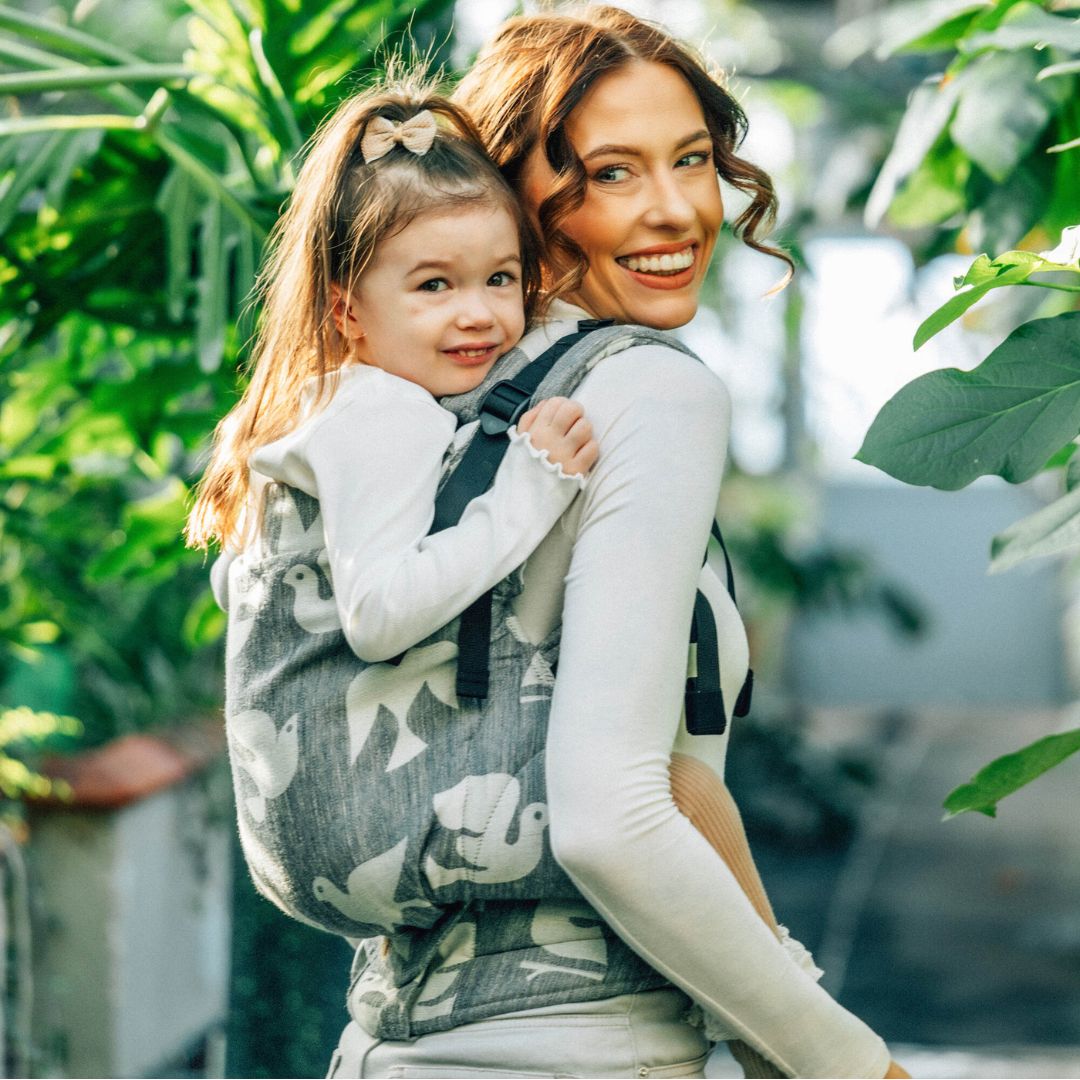 LennyLamb - LennyPreschool Carrier - Birdy - White Noise (Cotton/Linen/Modal) - Cloth and Carry