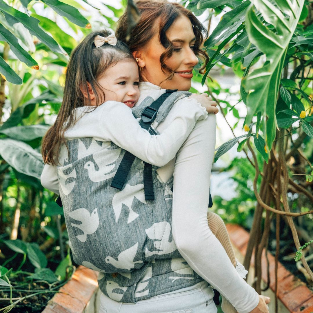 LennyLamb - LennyPreschool Carrier - Birdy - White Noise (Cotton/Linen/Modal) - Cloth and Carry