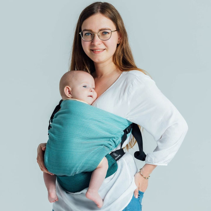 LennyLamb - LennyHip - Adjustable Hip Baby Carrier - Little Herringbone Ombre Green - Cloth and Carry