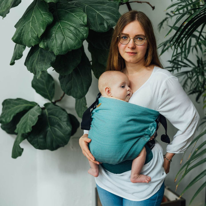 LennyLamb - LennyHip - Adjustable Hip Baby Carrier - Little Herringbone Ombre Green - Cloth and Carry