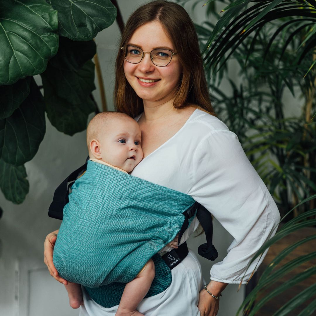 LennyLamb - LennyHip - Adjustable Hip Baby Carrier - Little Herringbone Ombre Green - Cloth and Carry