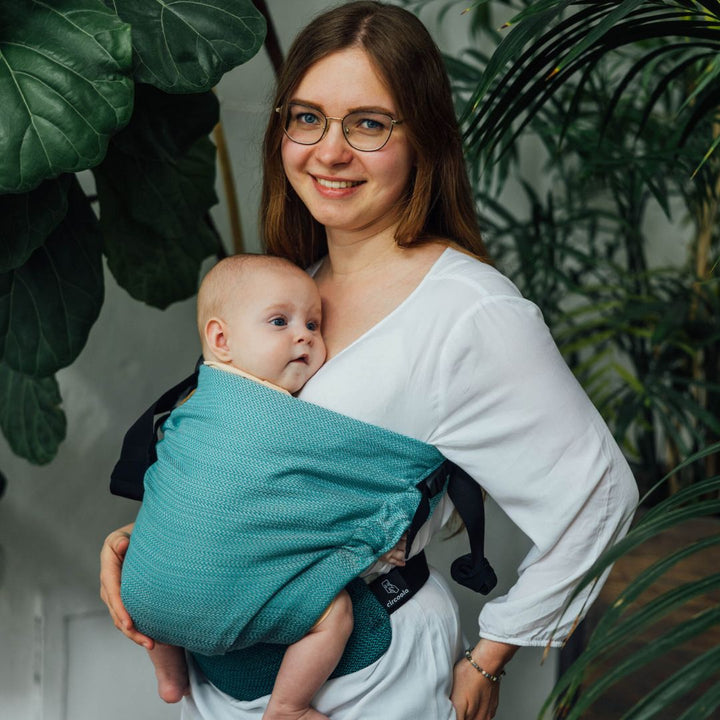 LennyLamb - LennyHip - Adjustable Hip Baby Carrier - Little Herringbone Ombre Green - Cloth and Carry