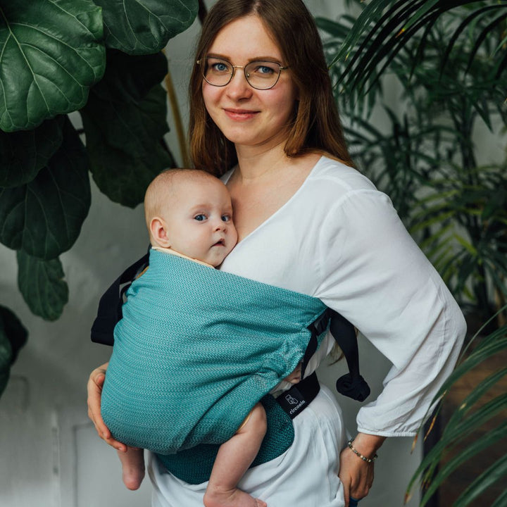 LennyLamb - LennyHip - Adjustable Hip Baby Carrier - Little Herringbone Ombre Green - Cloth and Carry