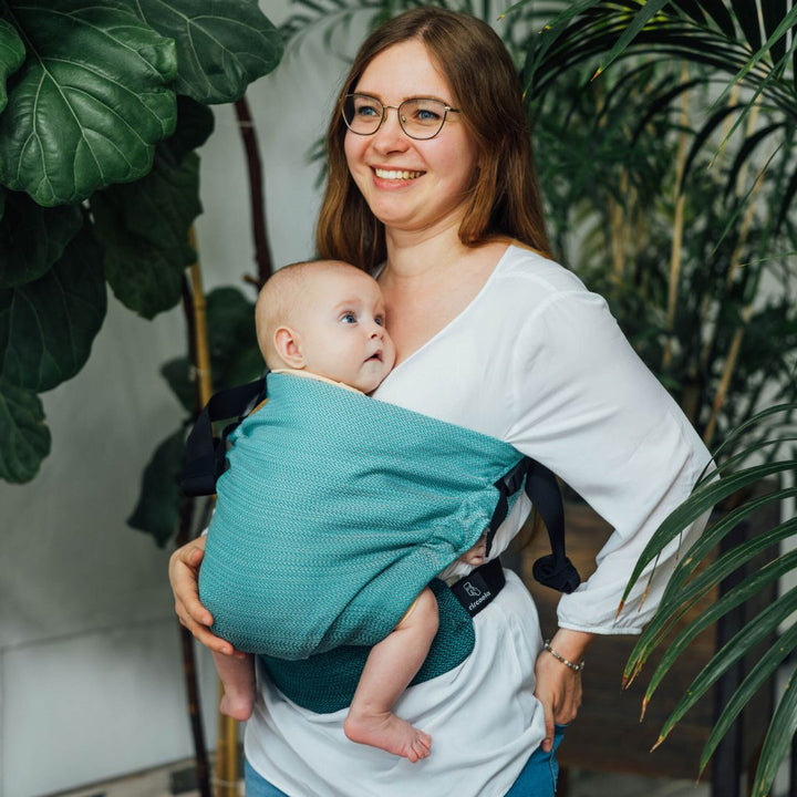 LennyLamb - LennyHip - Adjustable Hip Baby Carrier - Little Herringbone Ombre Green - Cloth and Carry