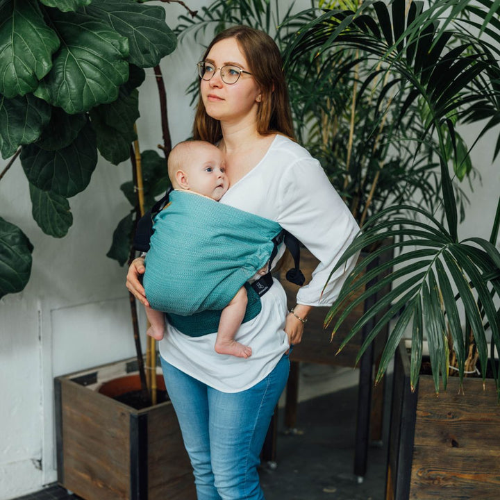 LennyLamb - LennyHip - Adjustable Hip Baby Carrier - Little Herringbone Ombre Green - Cloth and Carry