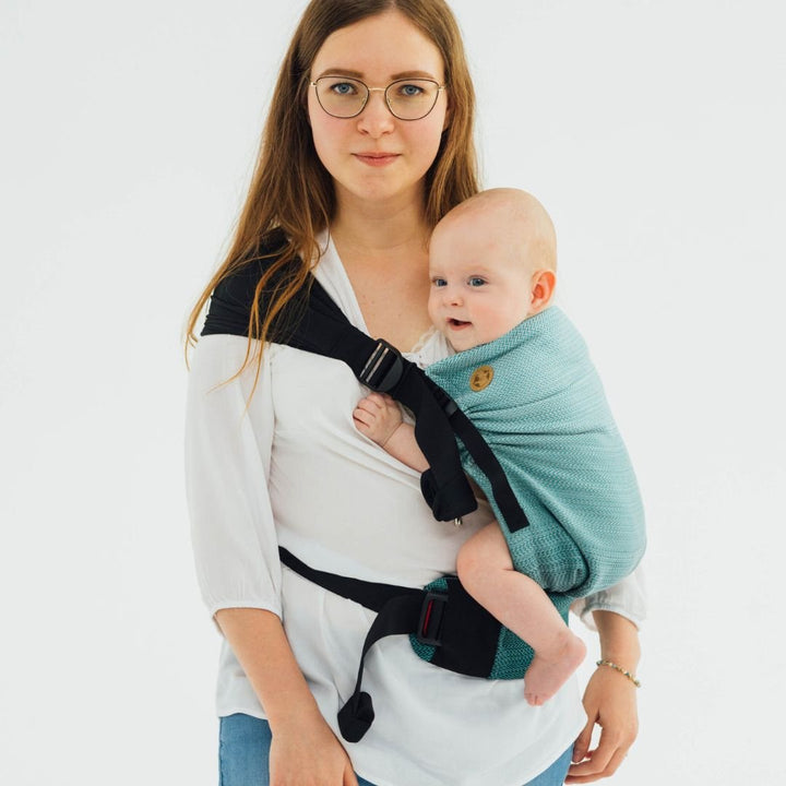 LennyLamb - LennyHip - Adjustable Hip Baby Carrier - Little Herringbone Ombre Green - Cloth and Carry